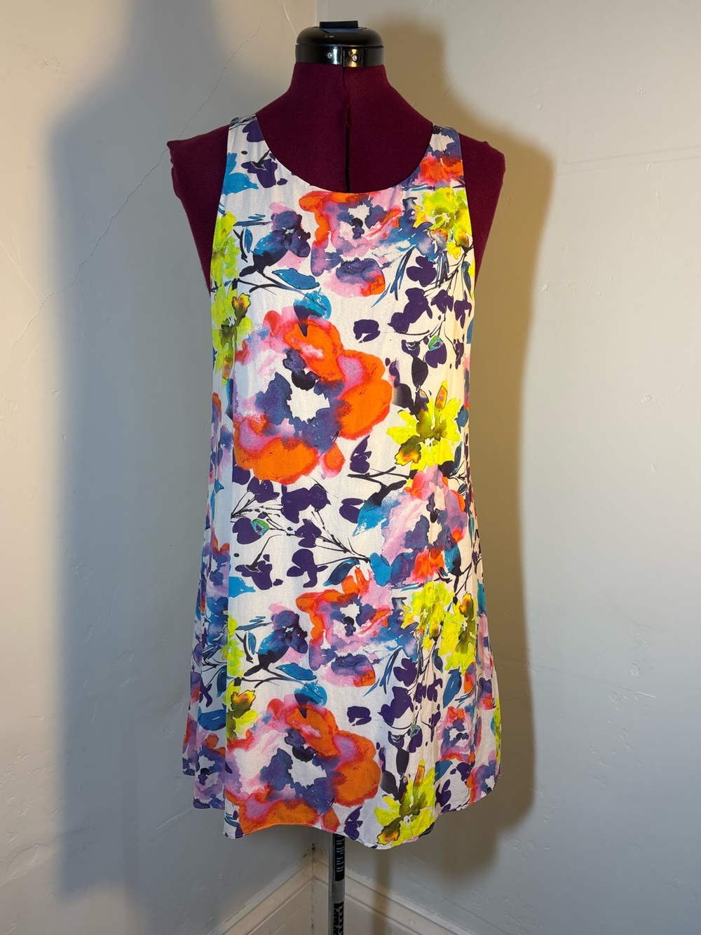 Copy and Olivia silk watercolor print mini dress beach small excellent clean